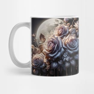 Moonlight casts shadows and highlights the flowers Mug